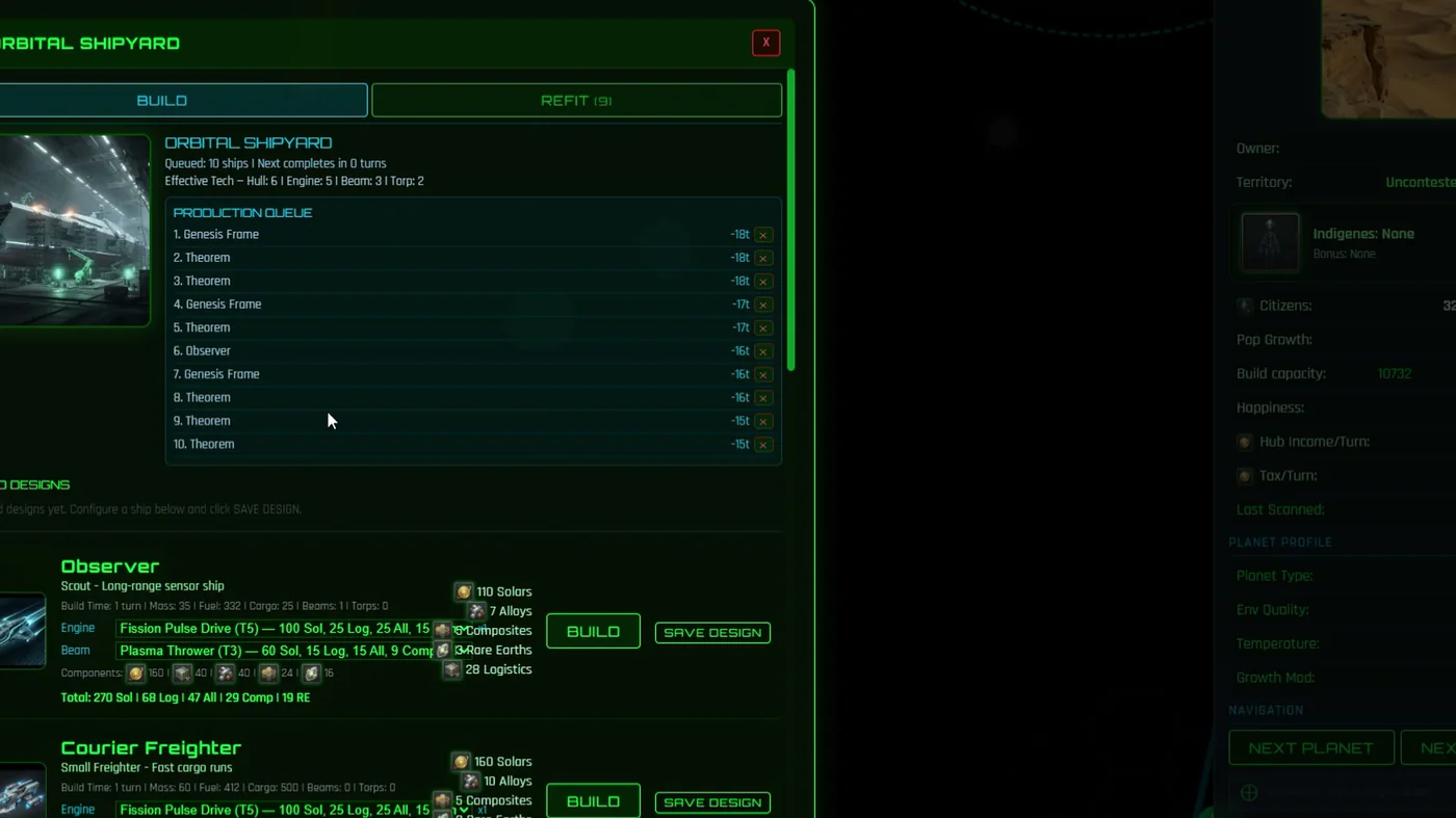 Orbital shipyard with hull designs