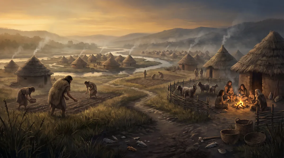 The Neolithic: a river village of round huts