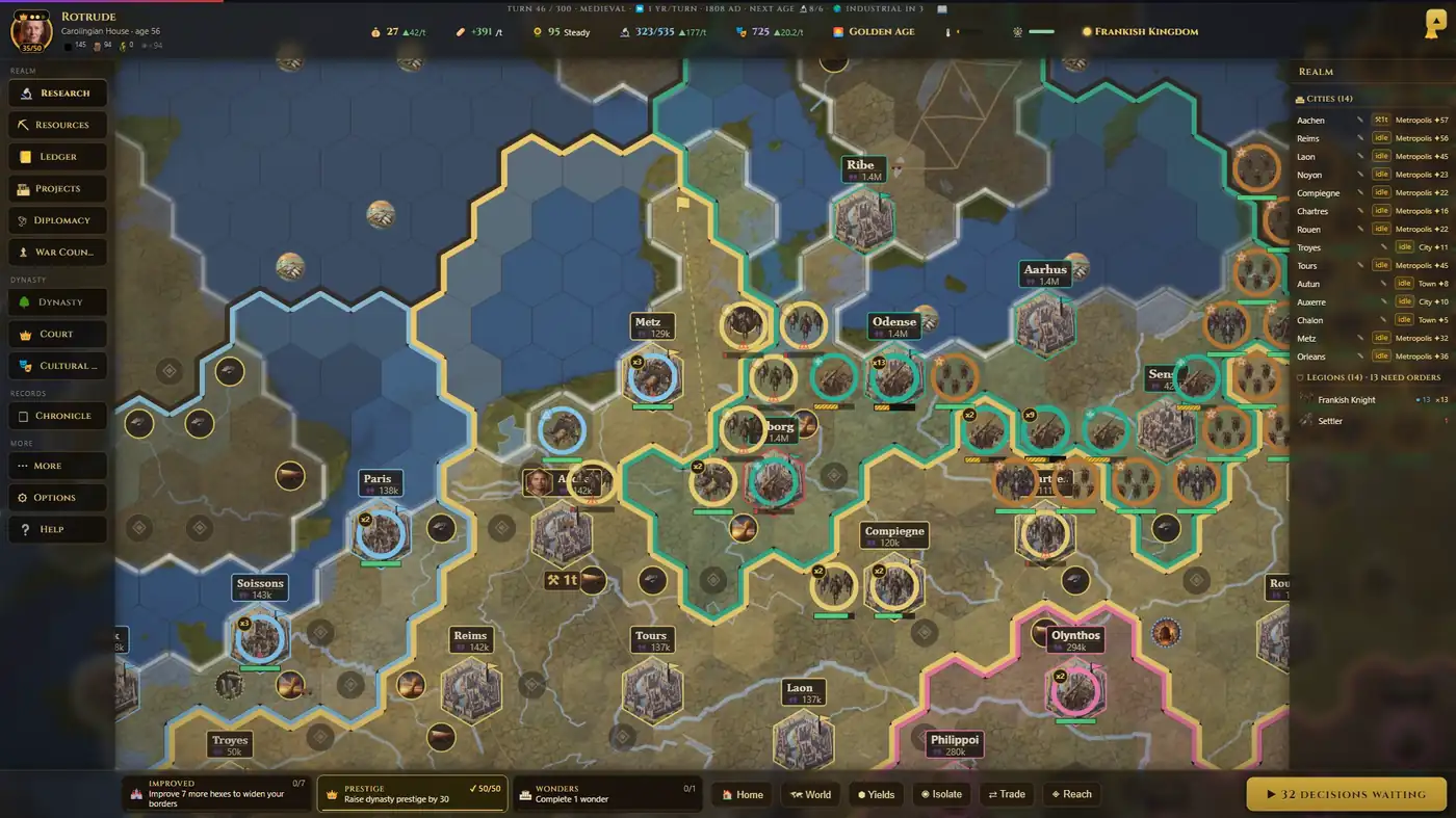 Bloodlines & Banners world map in the Modern era with armies in the field