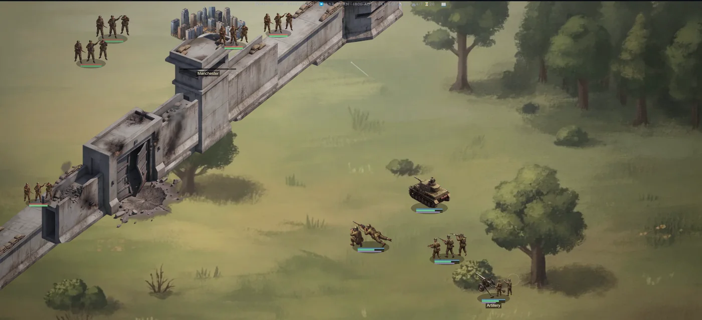 A siege with defenders on the wall