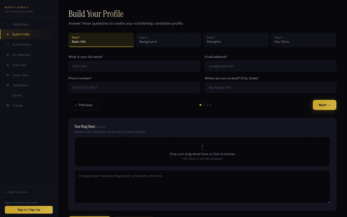 Build your profile